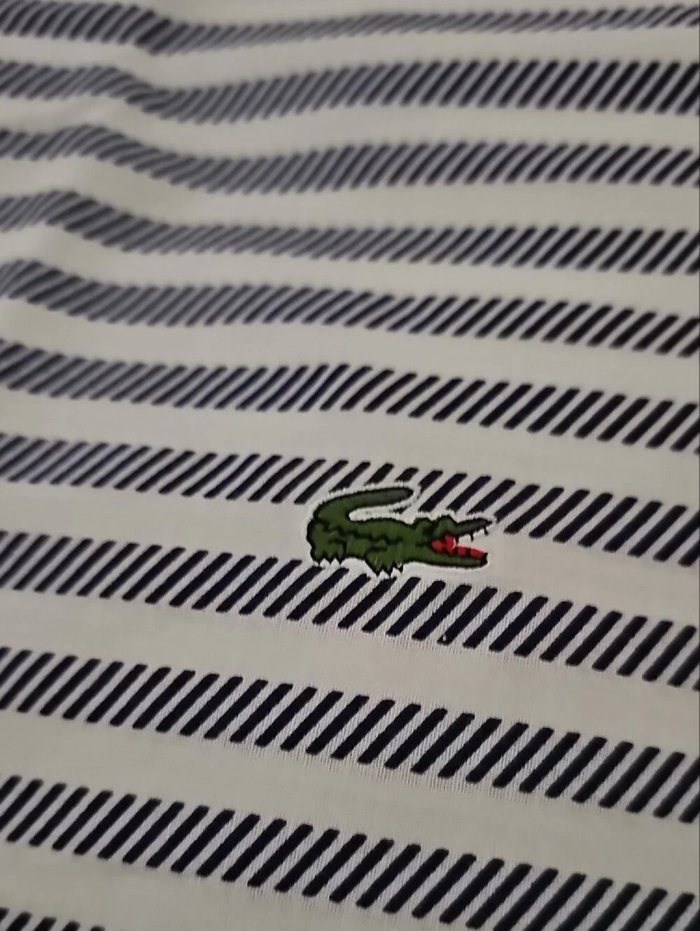 Lacoste Navy and White Striped Cotton Pillowcases with Crocodile Tag
